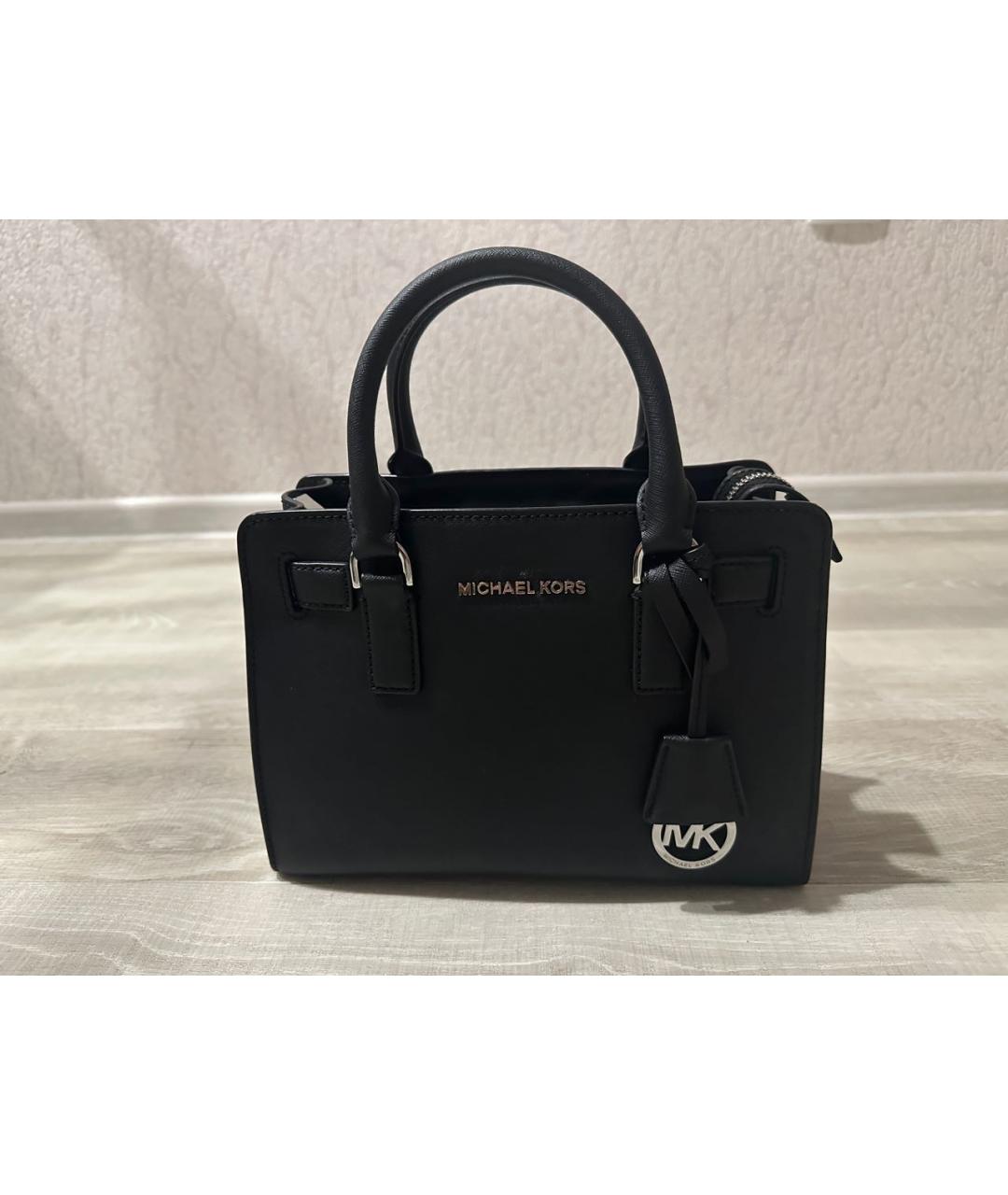 MICHAEL KORS Черная кожаная сумка с короткими ручками, фото 7