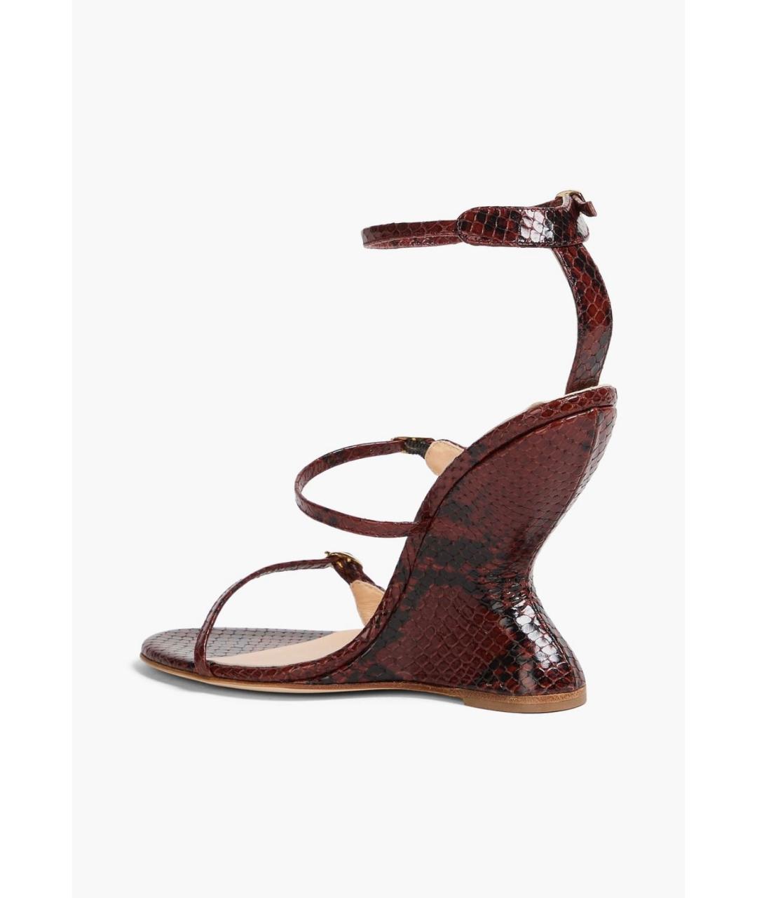 MAGDA BUTRYM Бордовые кожаные босоножки, фото 3