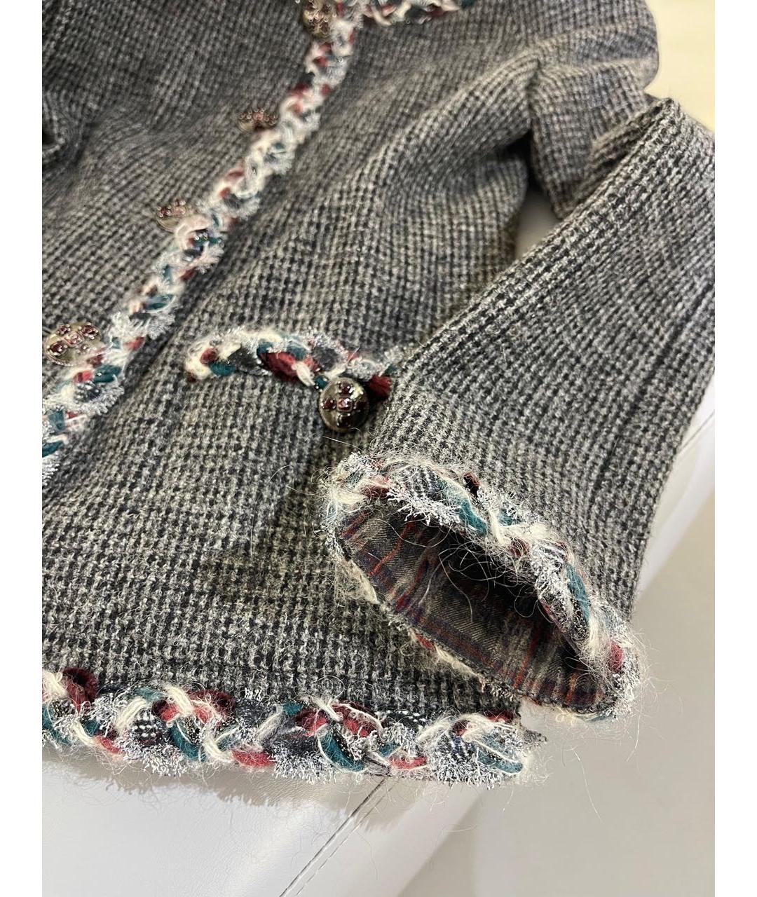 CHANEL Серый шерстяной жакет/пиджак, фото 2