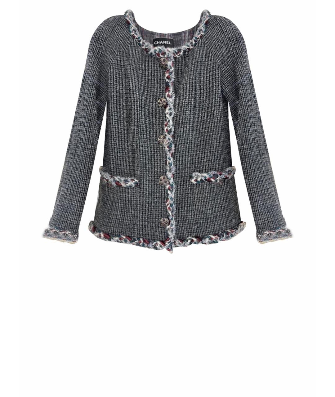 CHANEL Серый шерстяной жакет/пиджак, фото 1