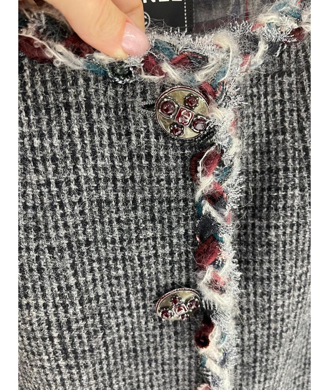 CHANEL Серый шерстяной жакет/пиджак, фото 4