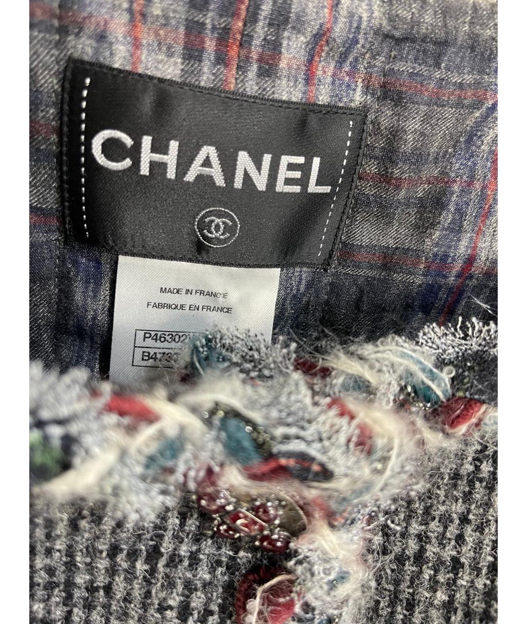 CHANEL Серый шерстяной жакет/пиджак, фото 3