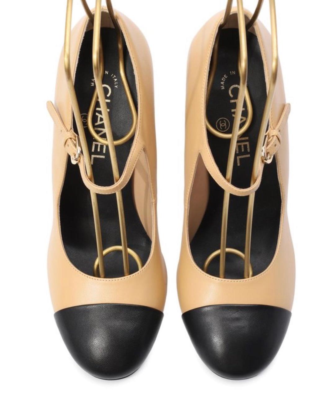 CHANEL Бежевые кожаные туфли, фото 3