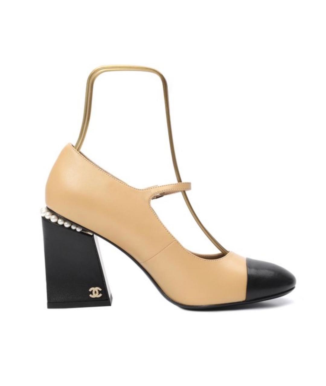 CHANEL Бежевые кожаные туфли, фото 9