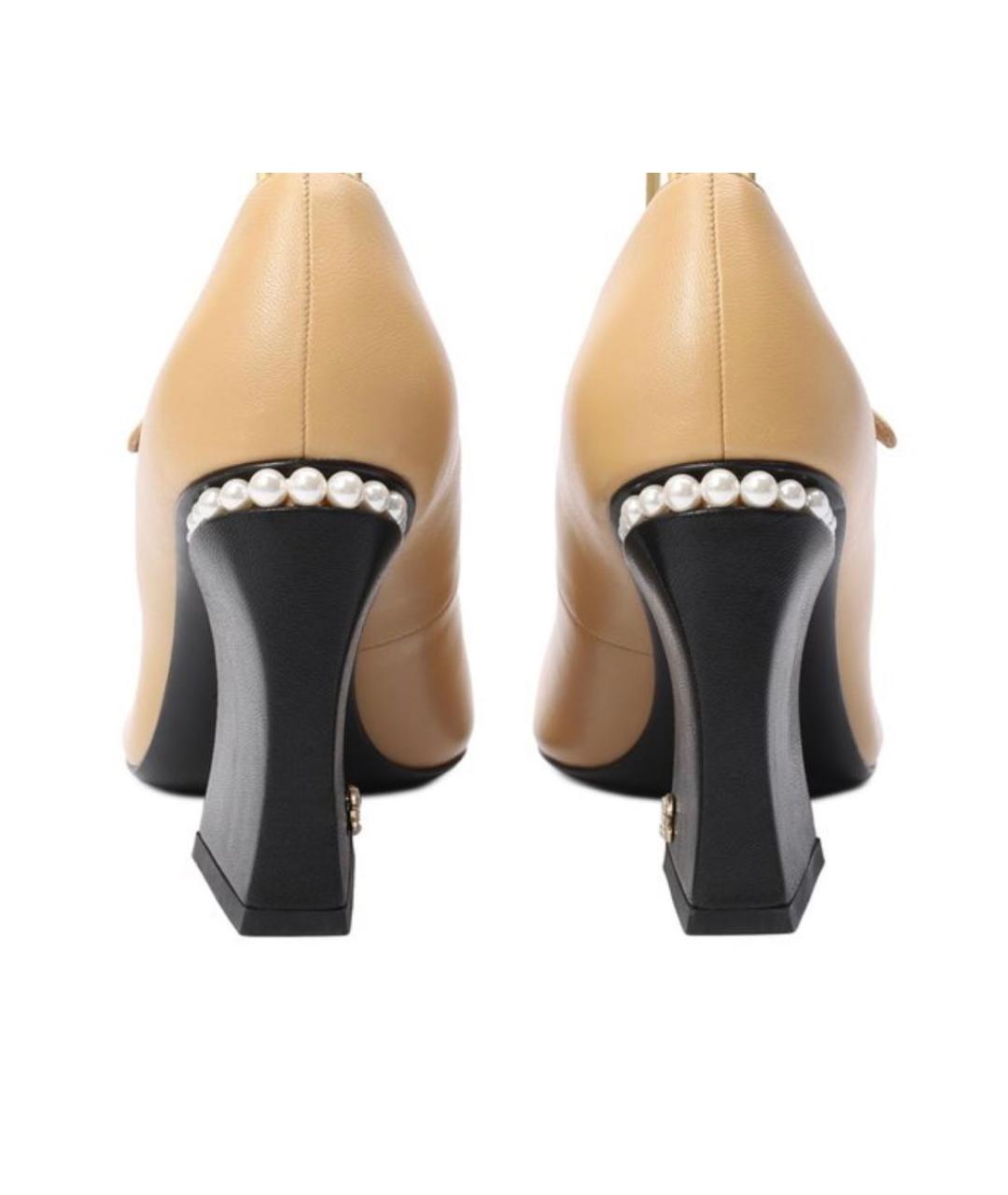 CHANEL Бежевые кожаные туфли, фото 4