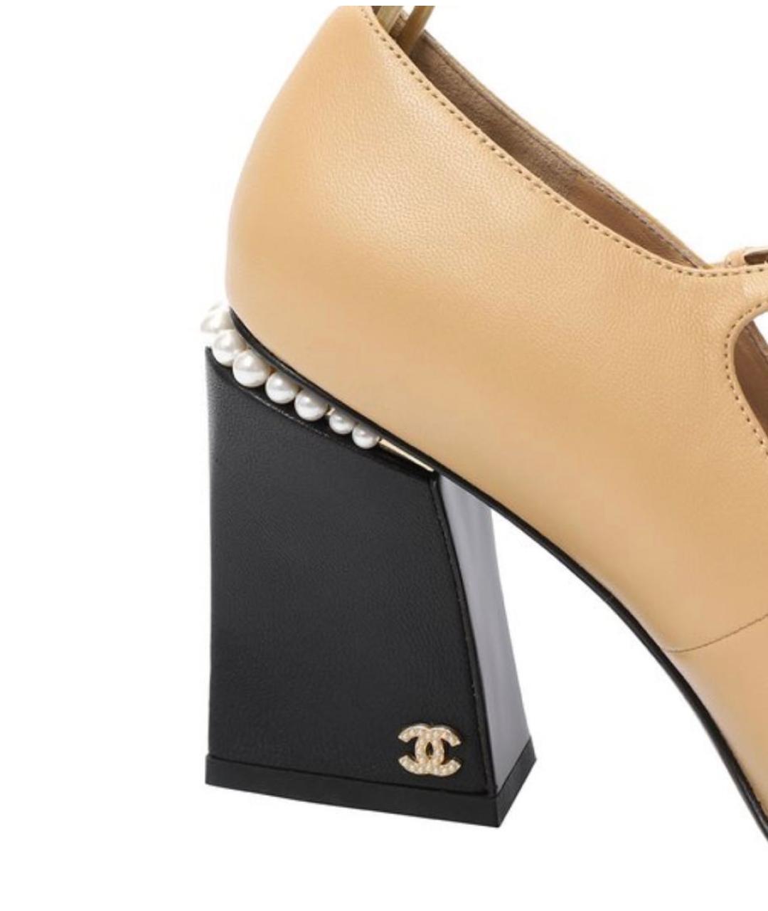 CHANEL Бежевые кожаные туфли, фото 6