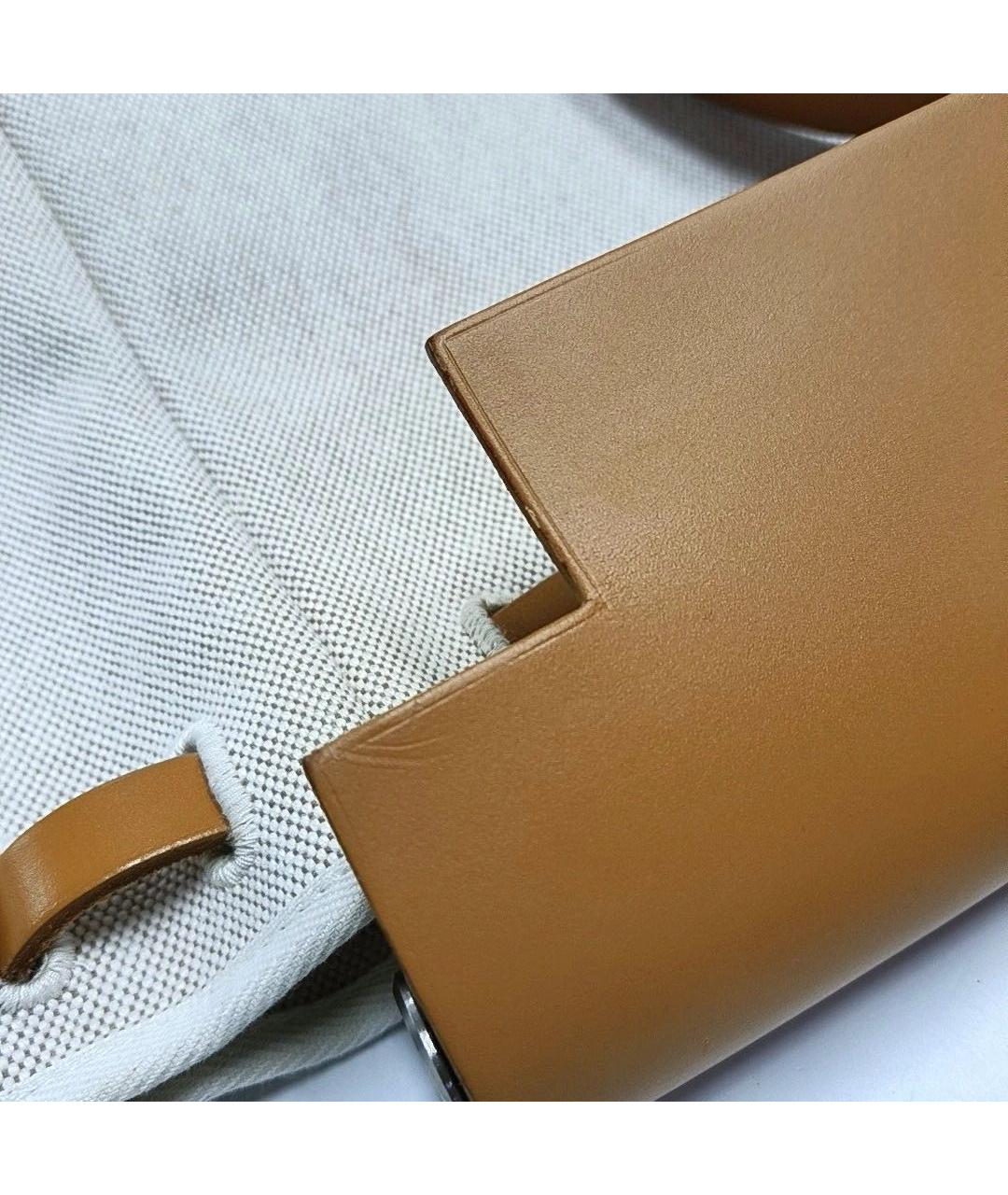 HERMES Бежевая тканевая сумка с короткими ручками, фото 8