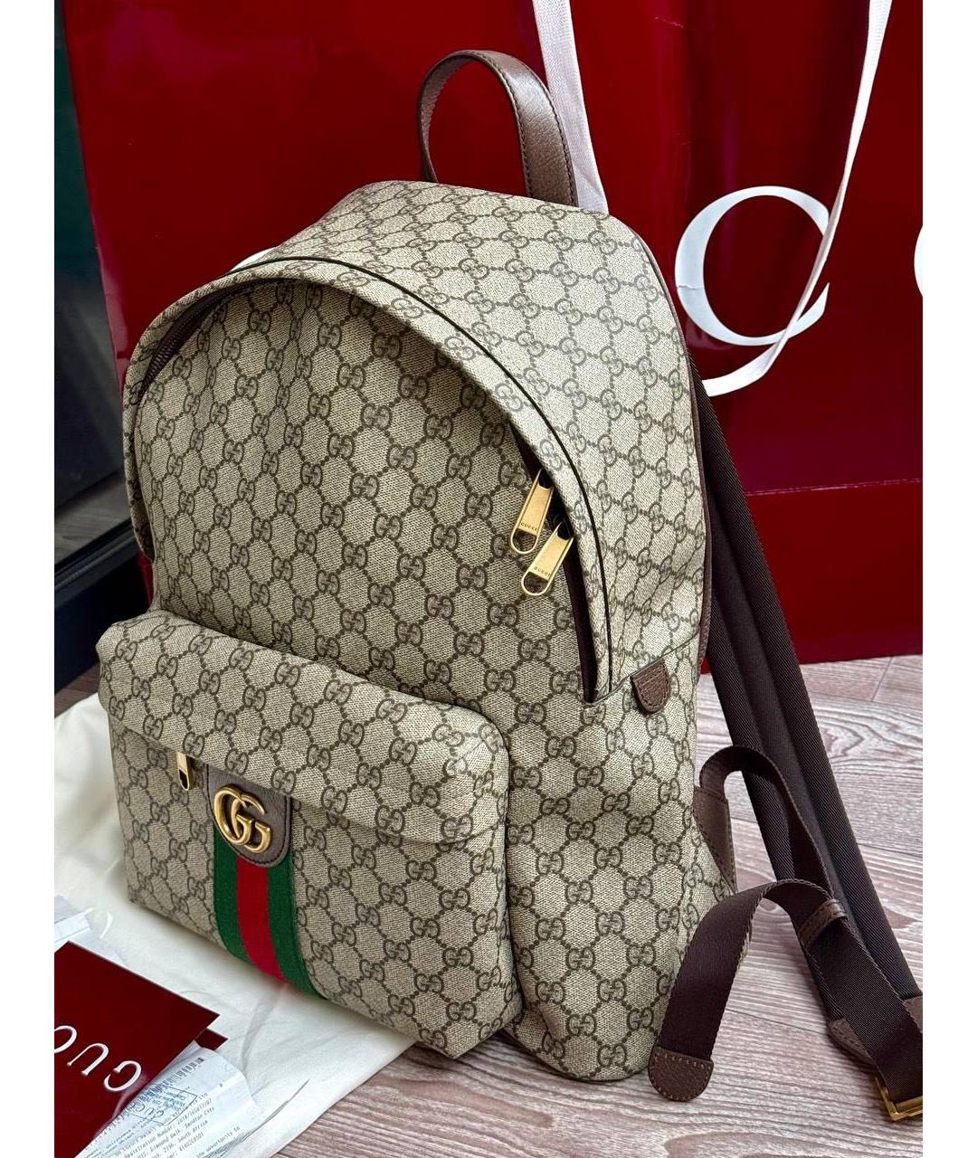 GUCCI Бежевый тканевый рюкзак, фото 2