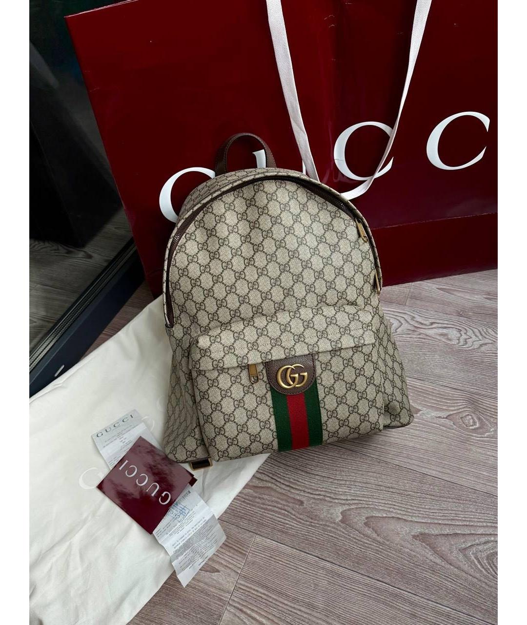 GUCCI Бежевый тканевый рюкзак, фото 5