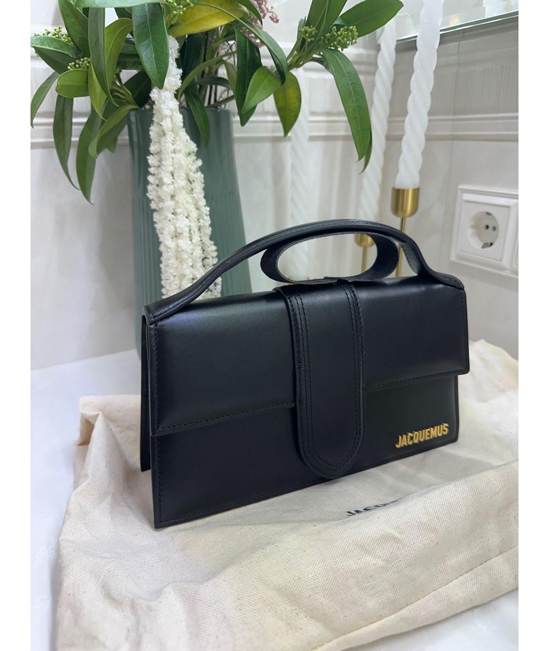 JACQUEMUS Черная кожаная сумка с короткими ручками, фото 2