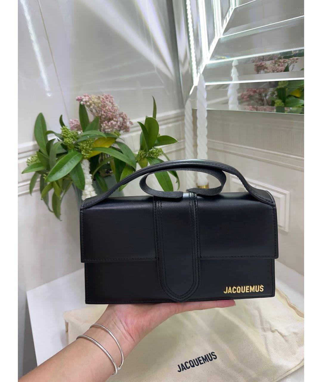 JACQUEMUS Черная кожаная сумка с короткими ручками, фото 5