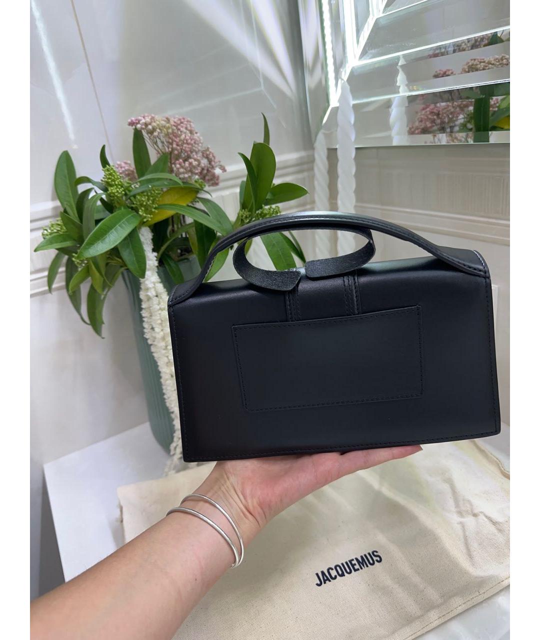 JACQUEMUS Черная кожаная сумка с короткими ручками, фото 3