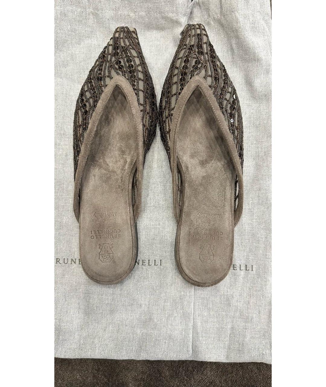 BRUNELLO CUCINELLI Коричневые замшевые мюли, фото 2