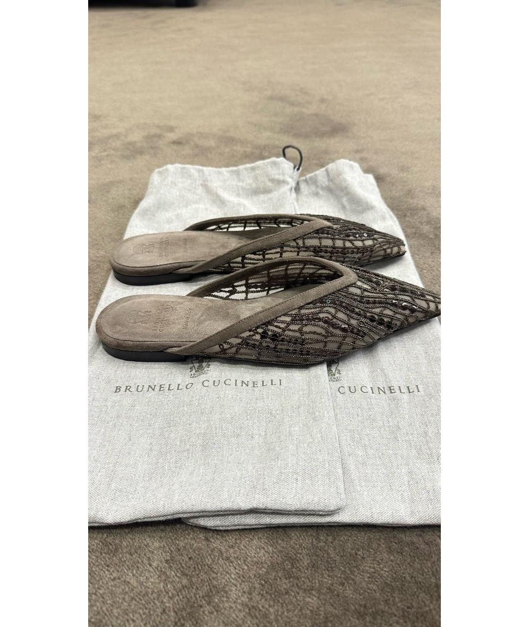 BRUNELLO CUCINELLI Коричневые замшевые мюли, фото 3