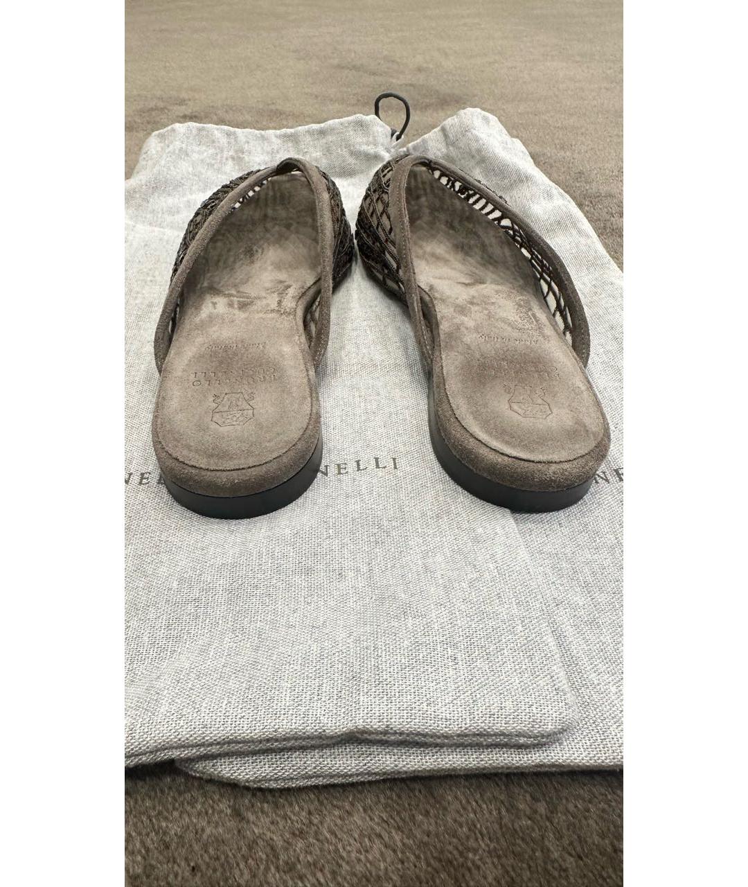 BRUNELLO CUCINELLI Коричневые замшевые мюли, фото 4