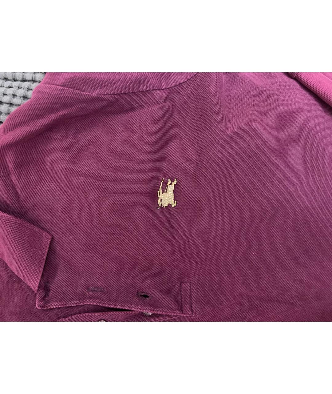 BURBERRY Бордовое хлопковое поло с длинным рукавом, фото 4