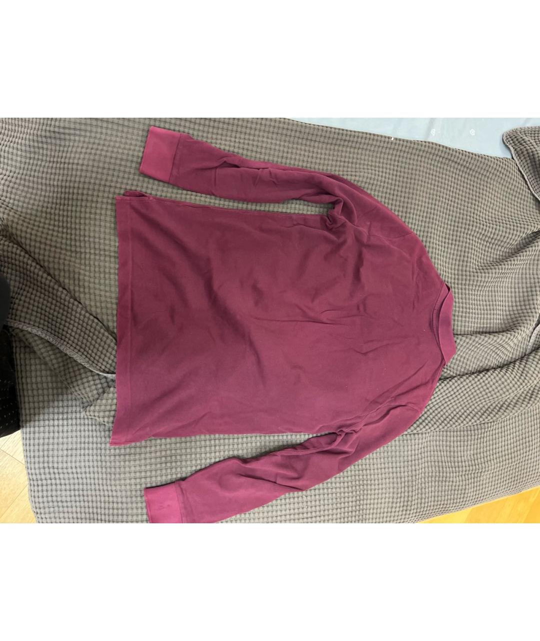 BURBERRY Бордовое хлопковое поло с длинным рукавом, фото 2