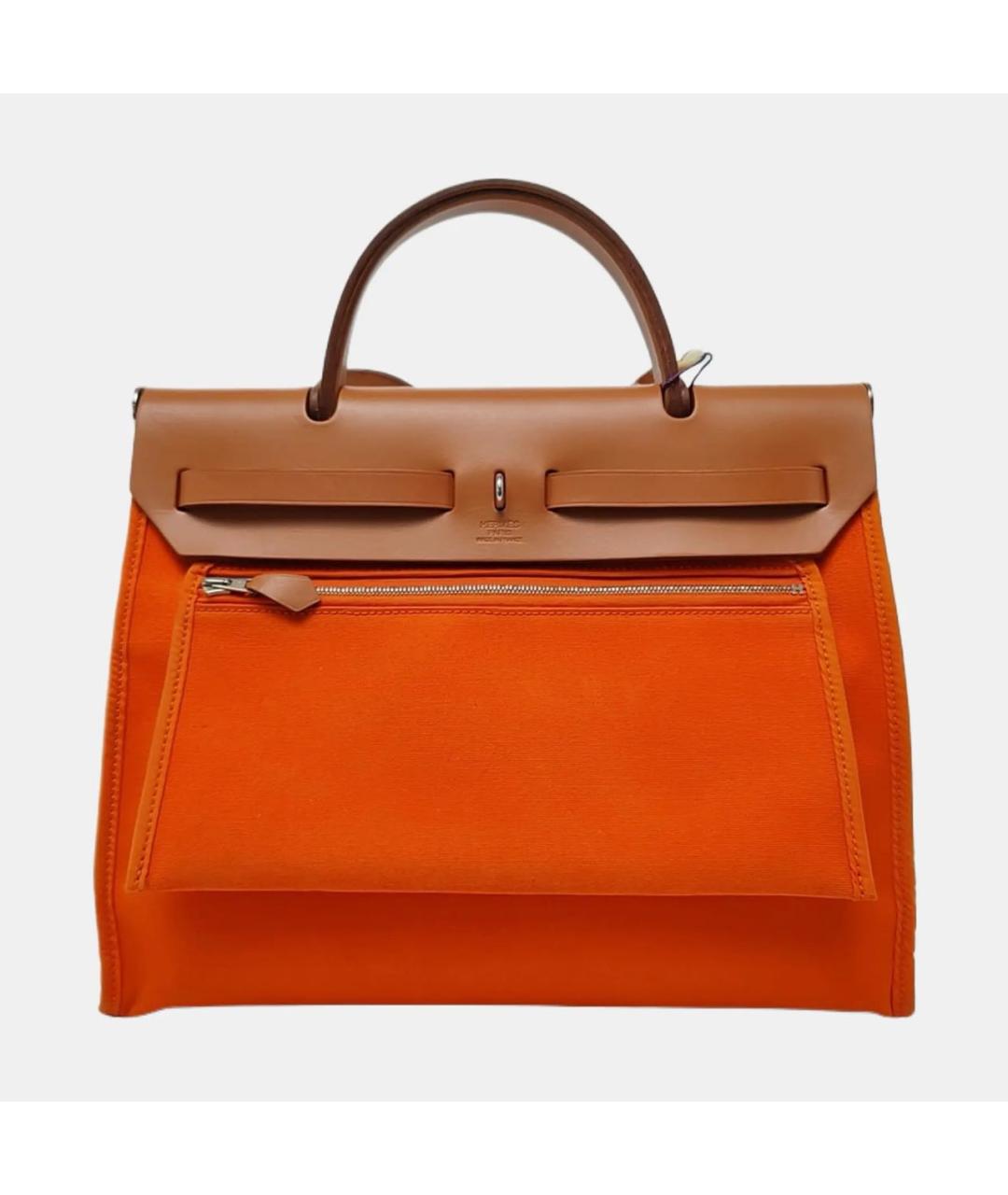 HERMES Оранжевая кожаная сумка с короткими ручками, фото 4