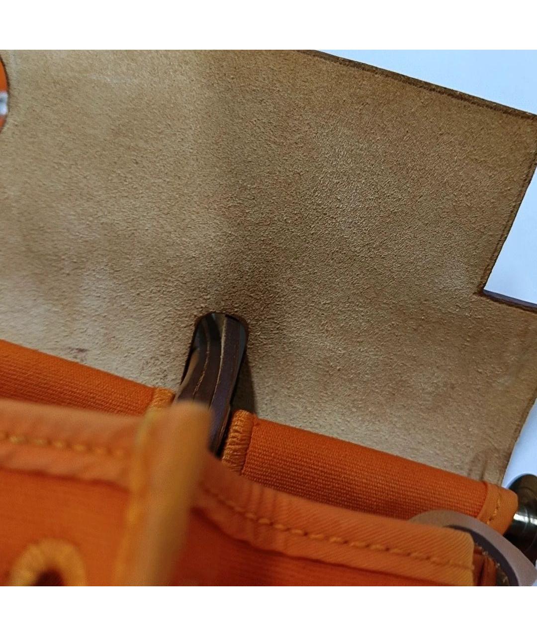 HERMES Оранжевая кожаная сумка с короткими ручками, фото 7