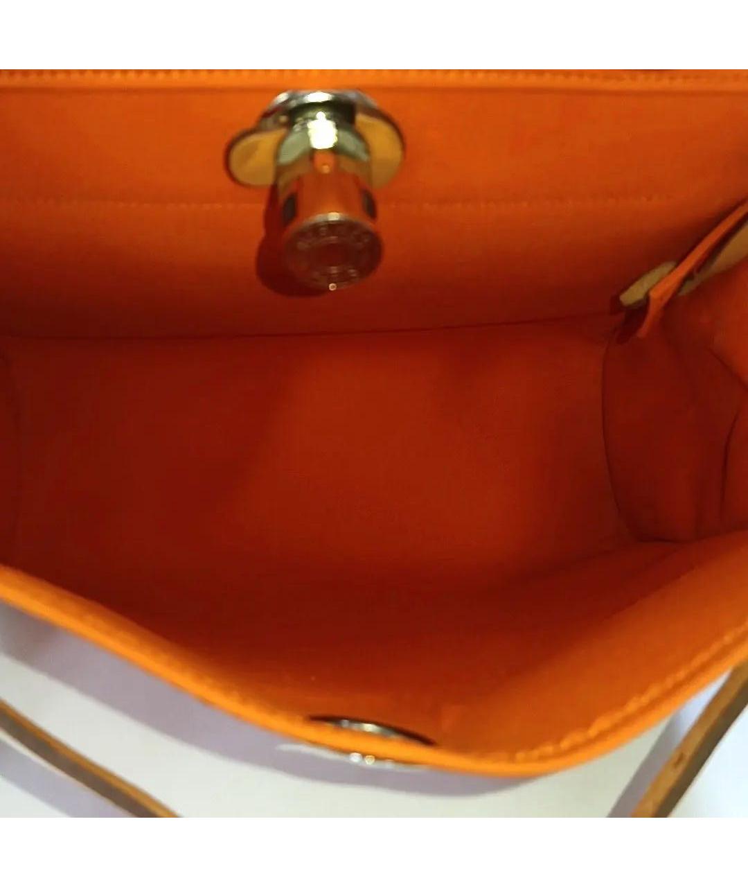HERMES Оранжевая кожаная сумка с короткими ручками, фото 6