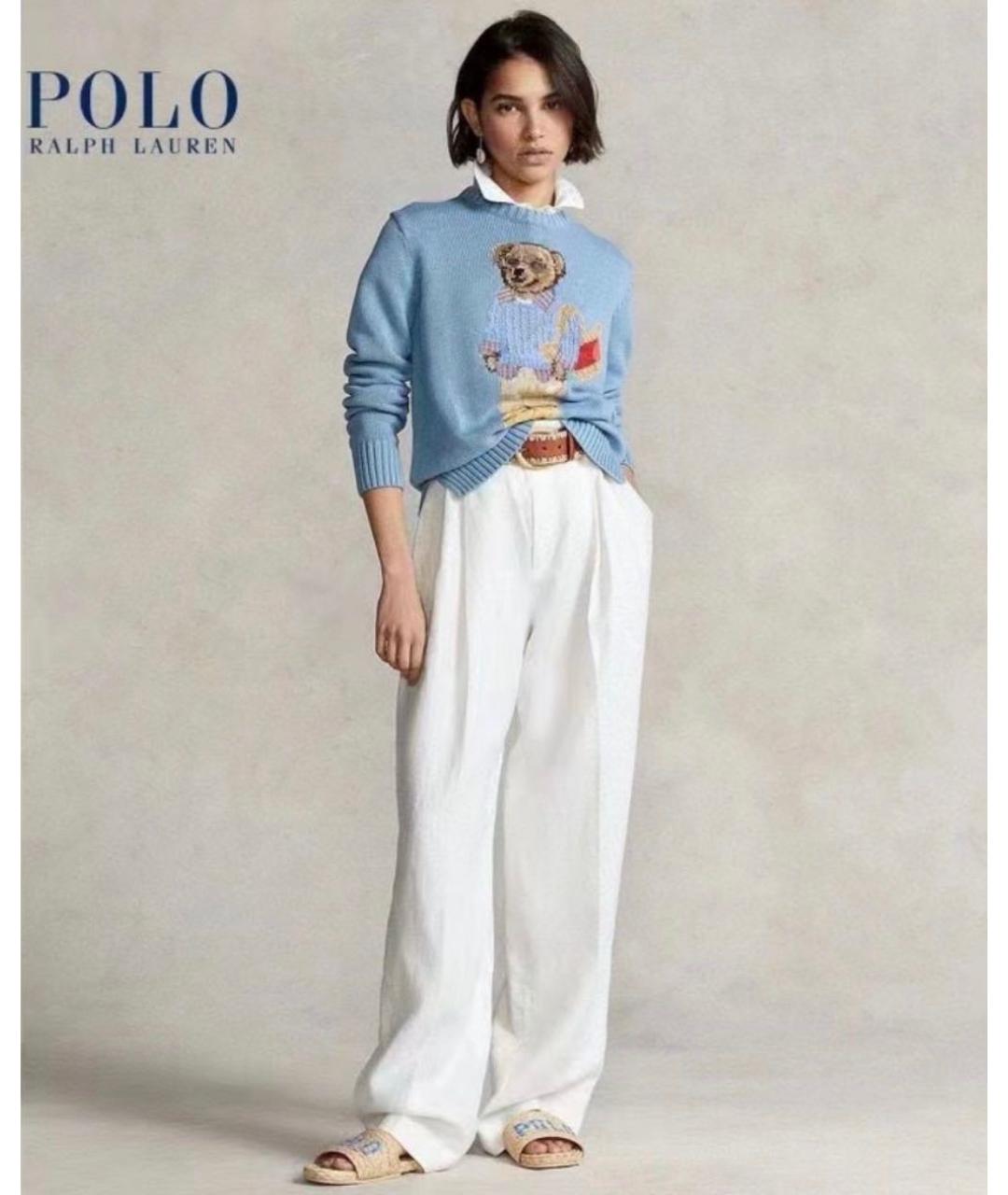 POLO RALPH LAUREN Голубой хлопковый джемпер / свитер, фото 7