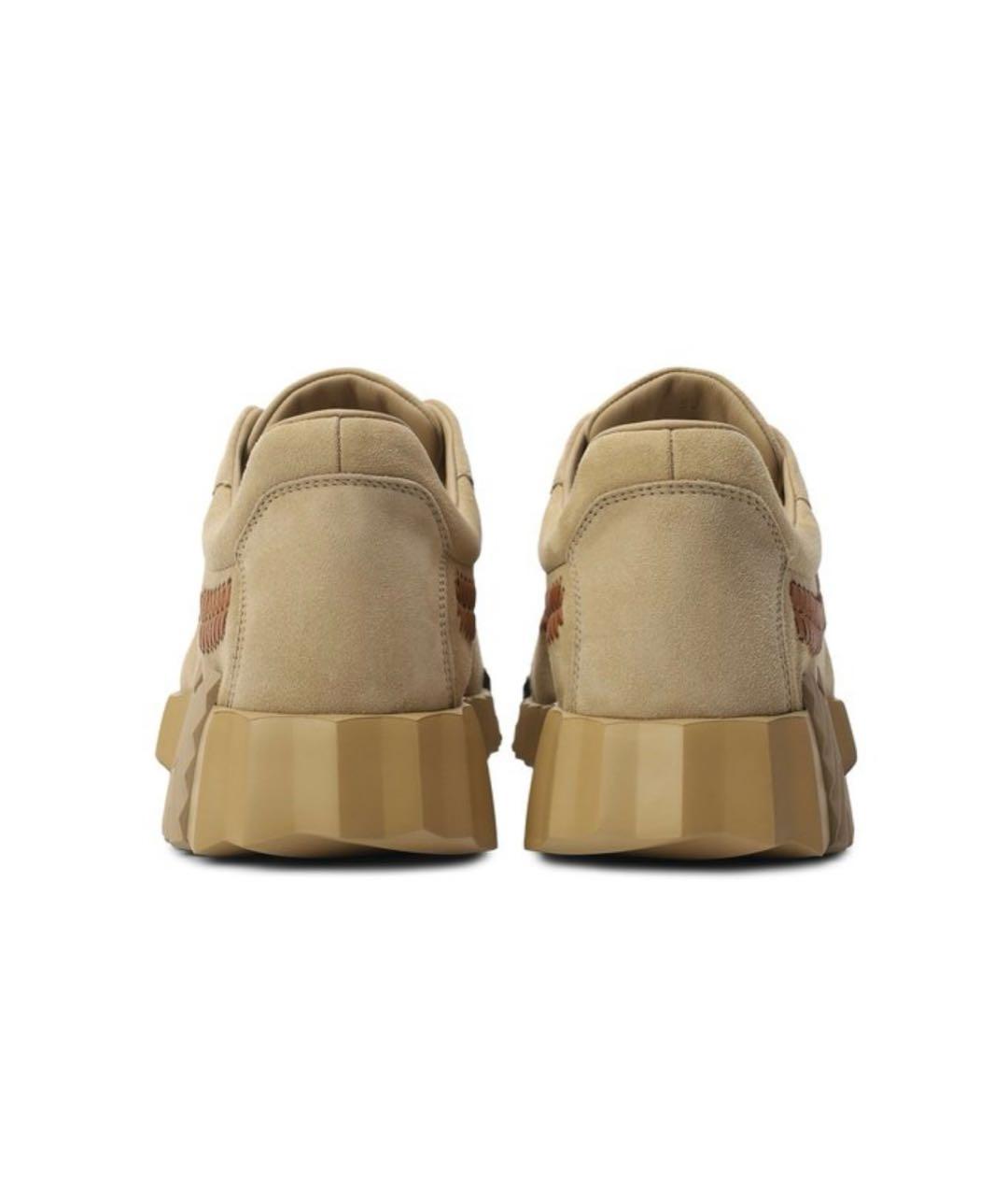 HERMES Бежевые замшевые кроссовки, фото 4