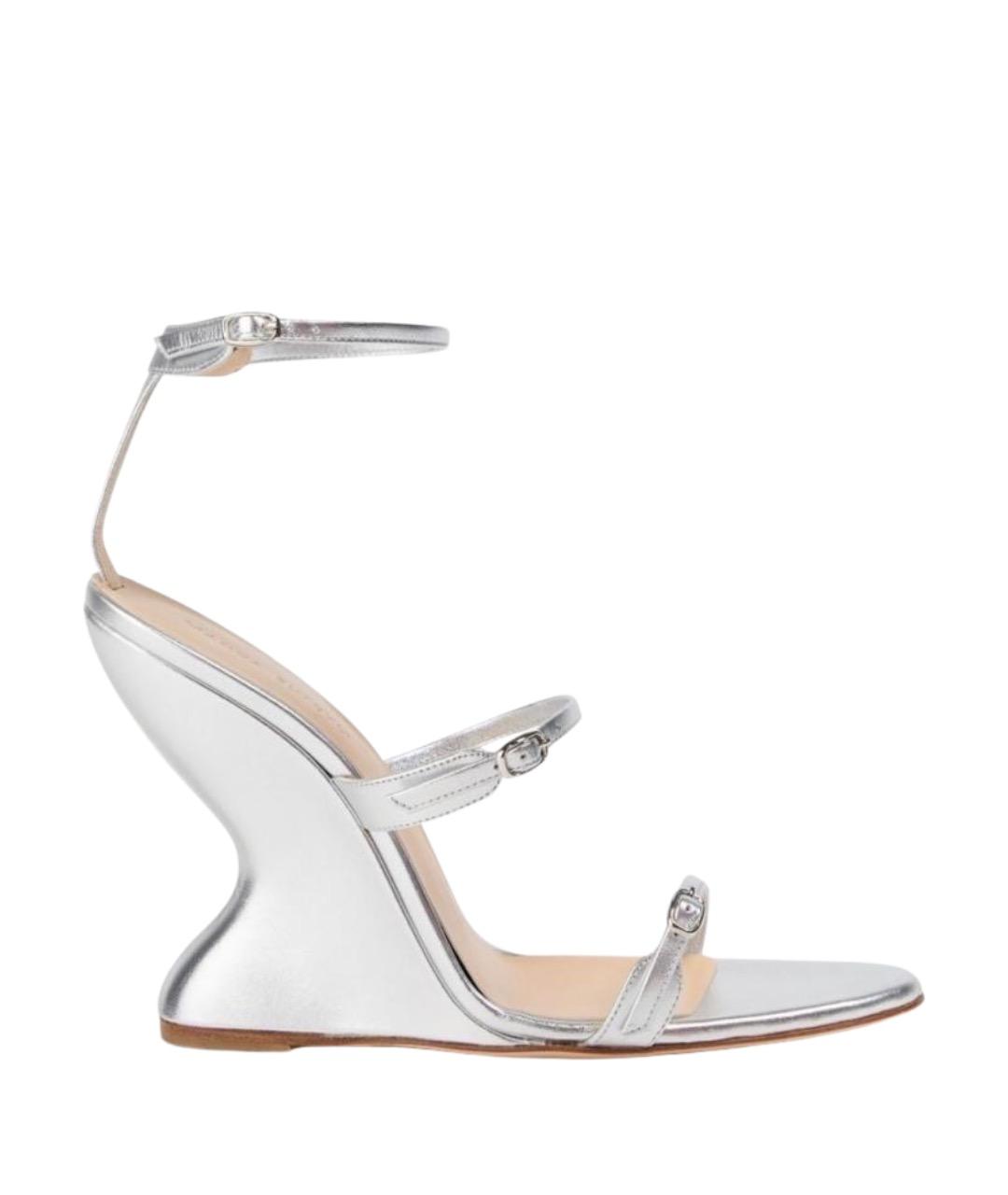 MAGDA BUTRYM Серебряные кожаные босоножки, фото 1