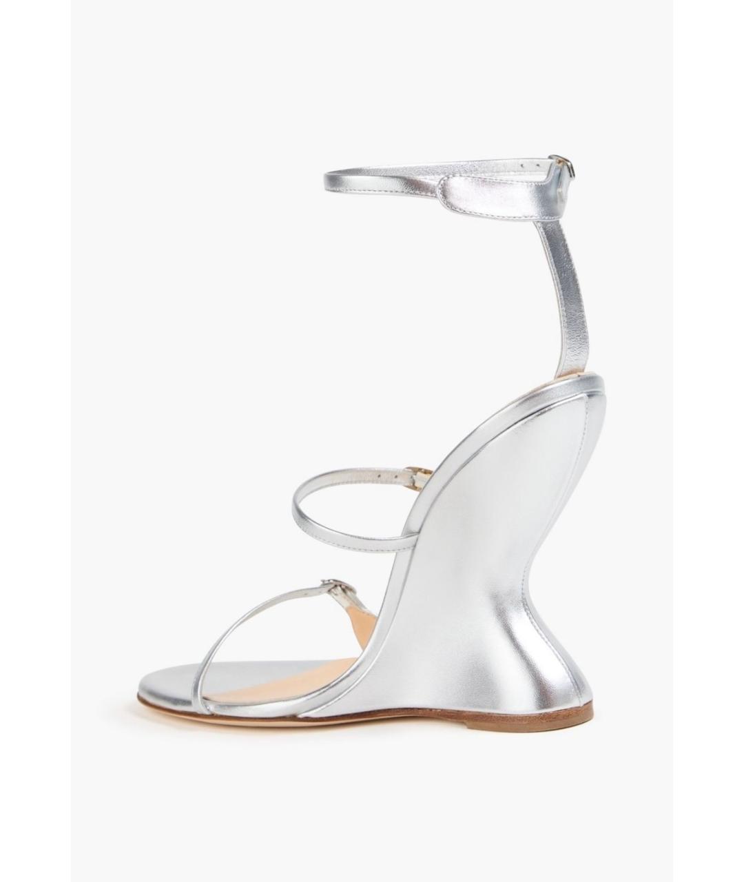 MAGDA BUTRYM Серебряные кожаные босоножки, фото 3