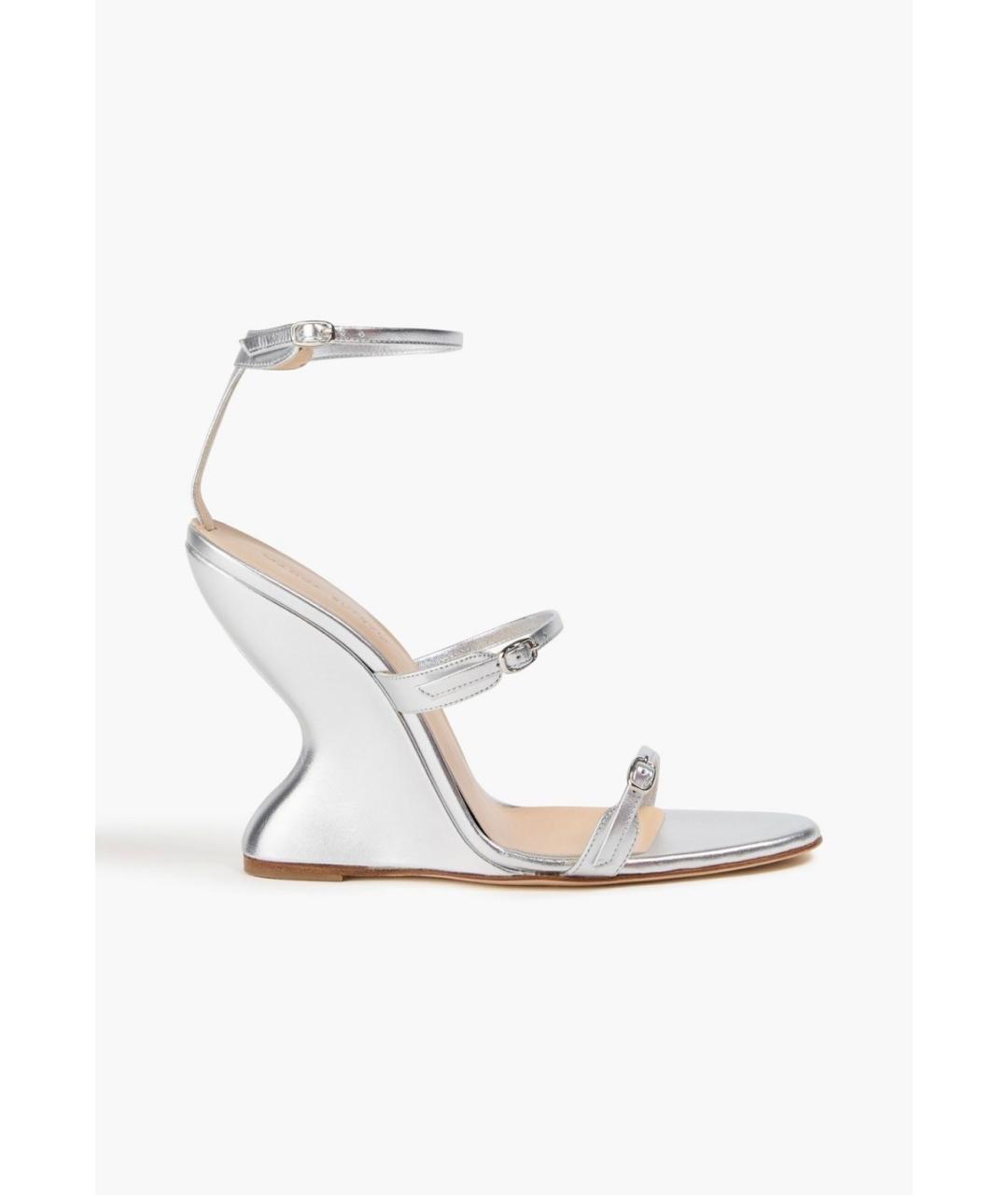 MAGDA BUTRYM Серебряные кожаные босоножки, фото 4