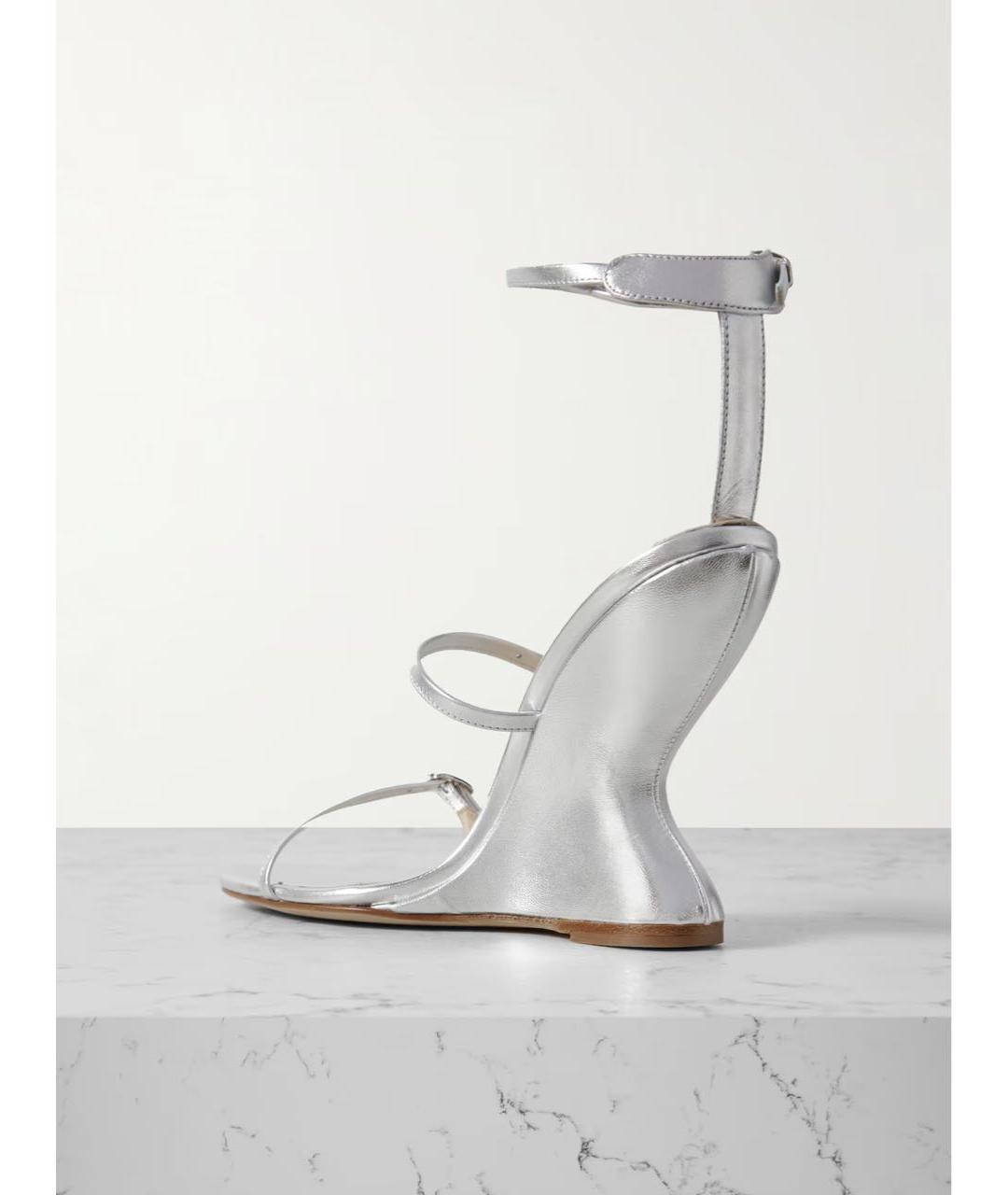 MAGDA BUTRYM Серебряные кожаные босоножки, фото 7