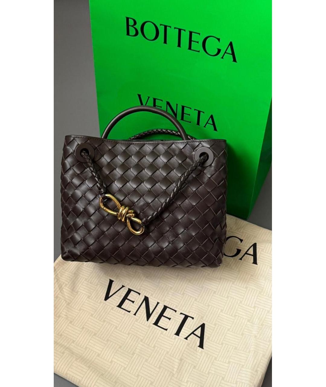 BOTTEGA VENETA Коричневая кожаная сумка с короткими ручками, фото 3