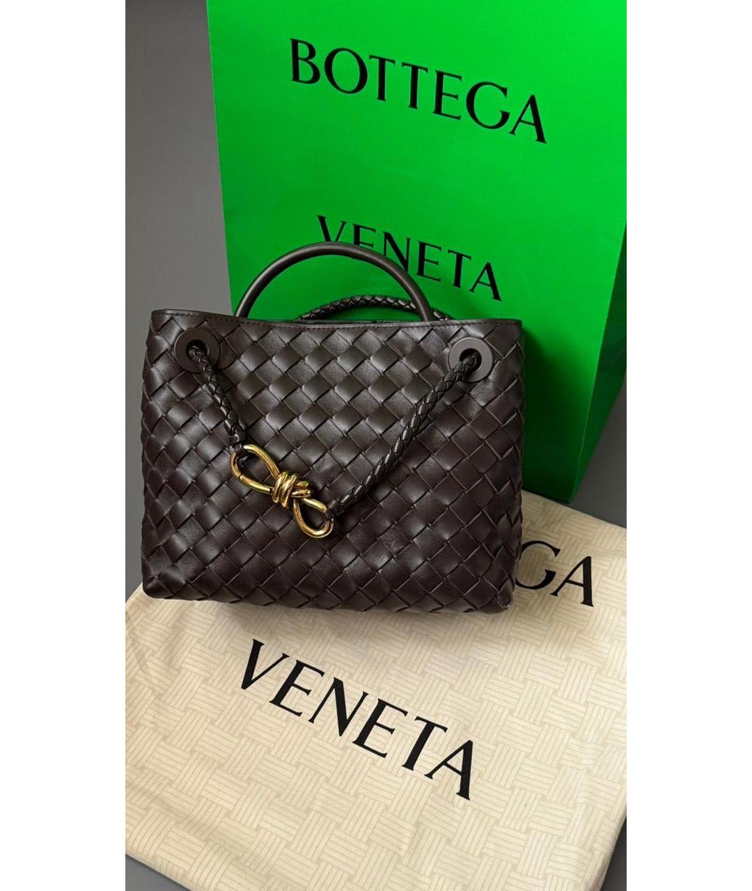 BOTTEGA VENETA Коричневая кожаная сумка с короткими ручками, фото 2