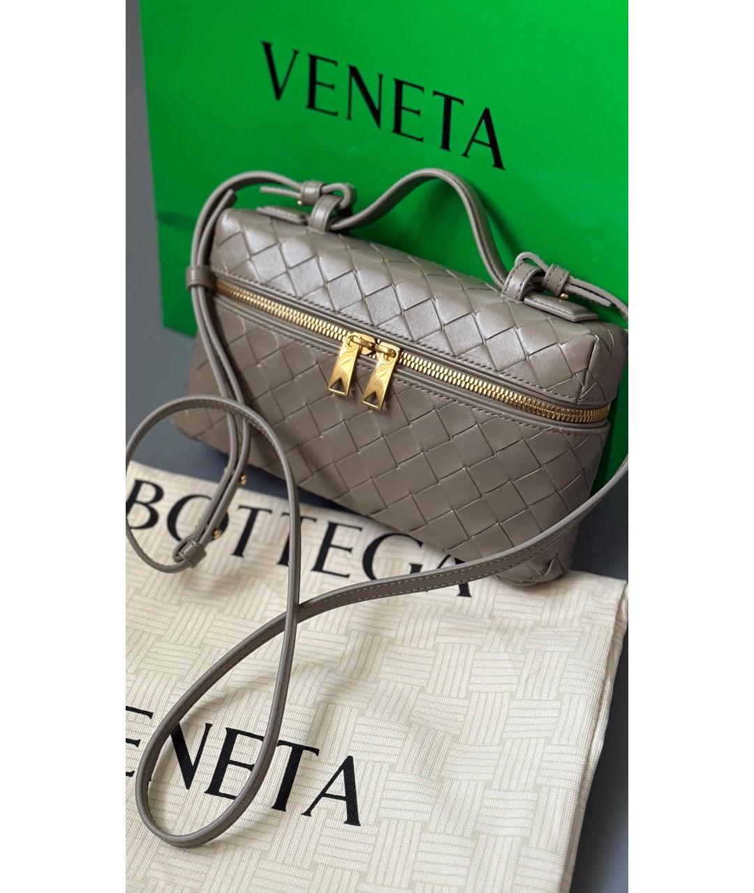 BOTTEGA VENETA Серая кожаная сумка через плечо, фото 3
