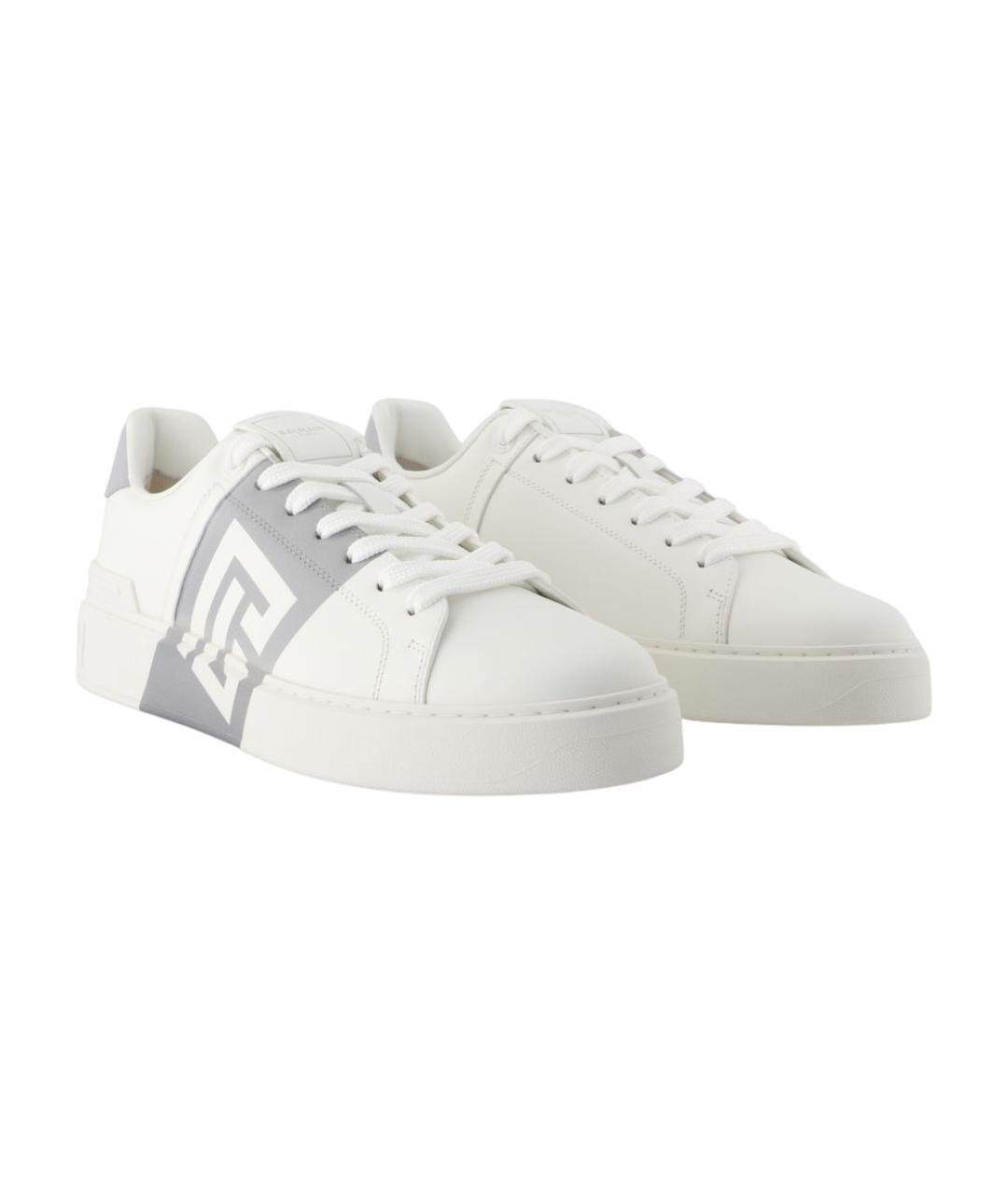 BALMAIN Белые кожаные низкие кроссовки / кеды, фото 2