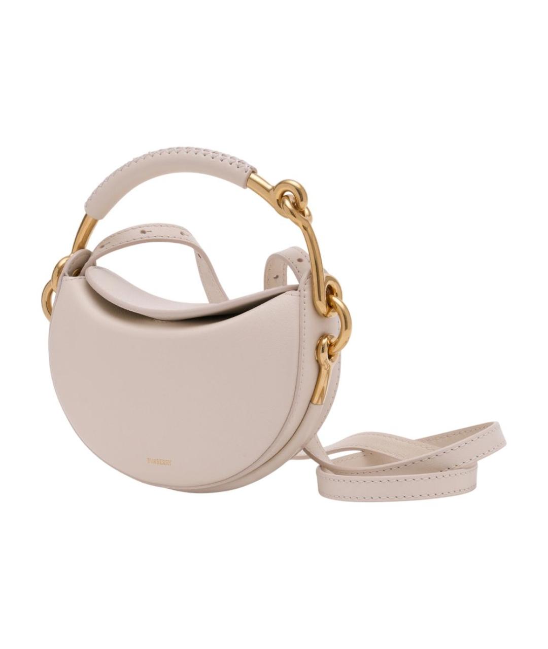 BURBERRY Белая кожаная сумка с короткими ручками, фото 2