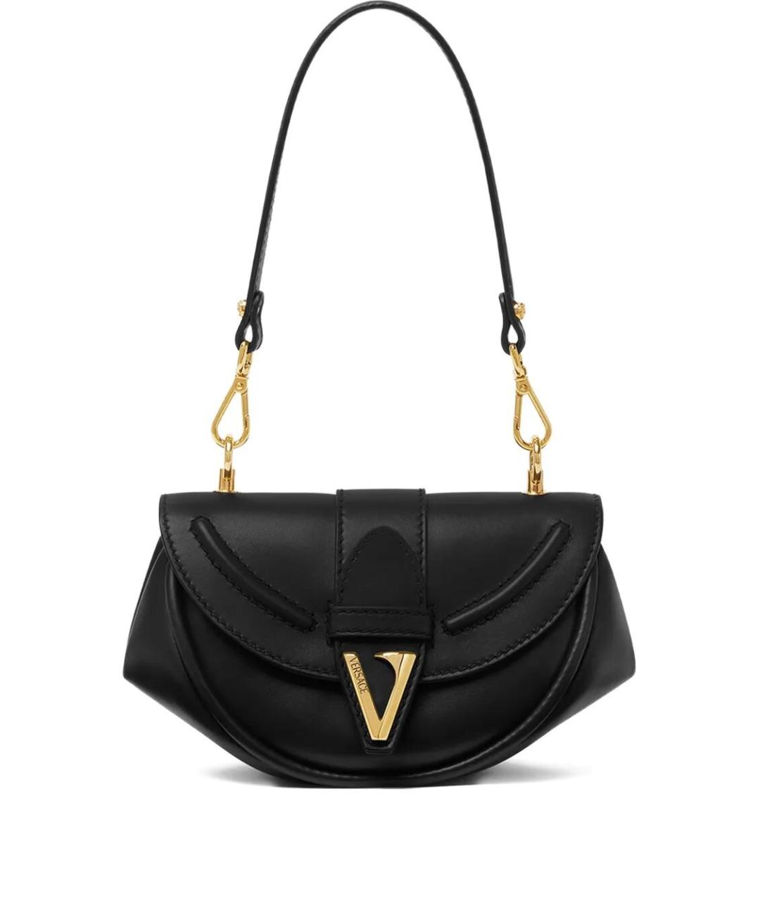 VERSACE Черная кожаная сумка через плечо, фото 1