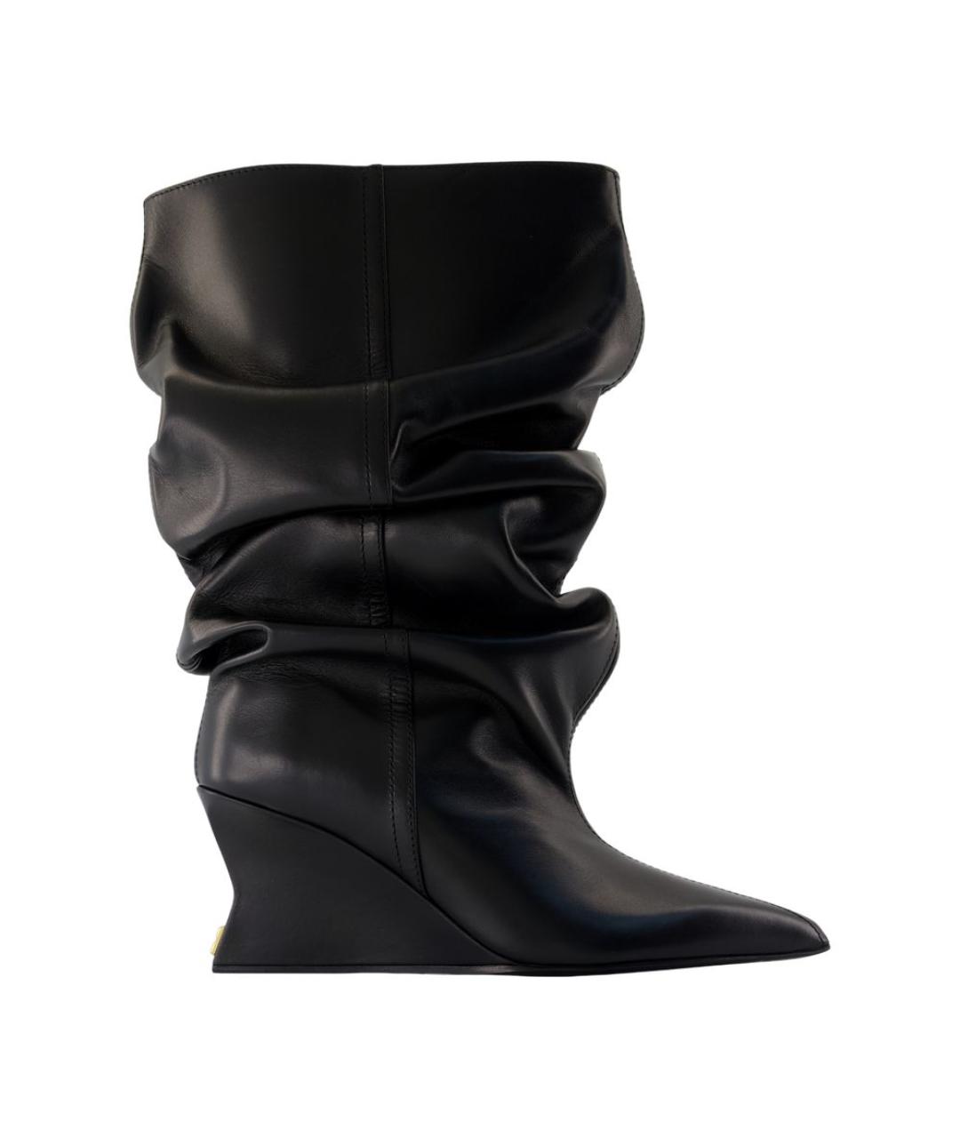 BALMAIN Черные кожаные сапоги, фото 1