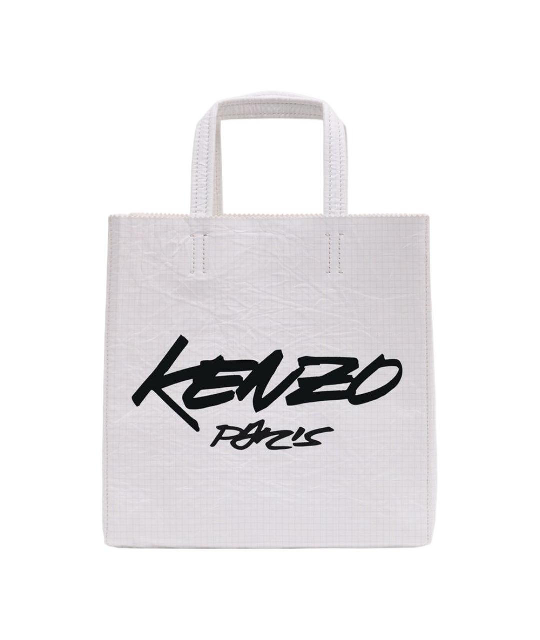 KENZO Белая кожаная сумка тоут, фото 1