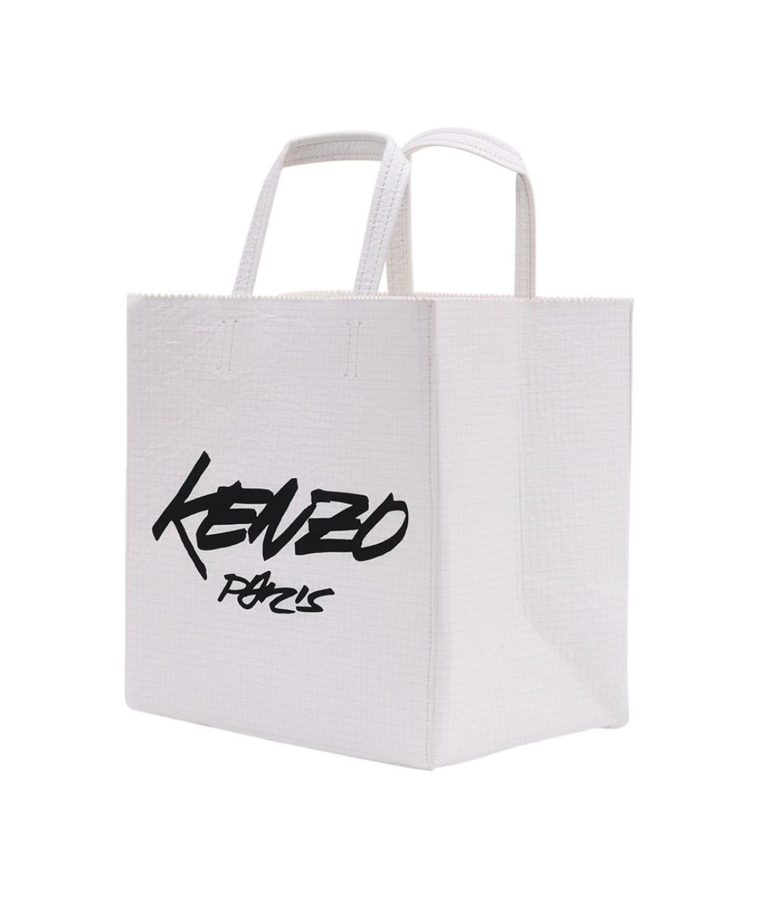 KENZO Белая кожаная сумка тоут, фото 2