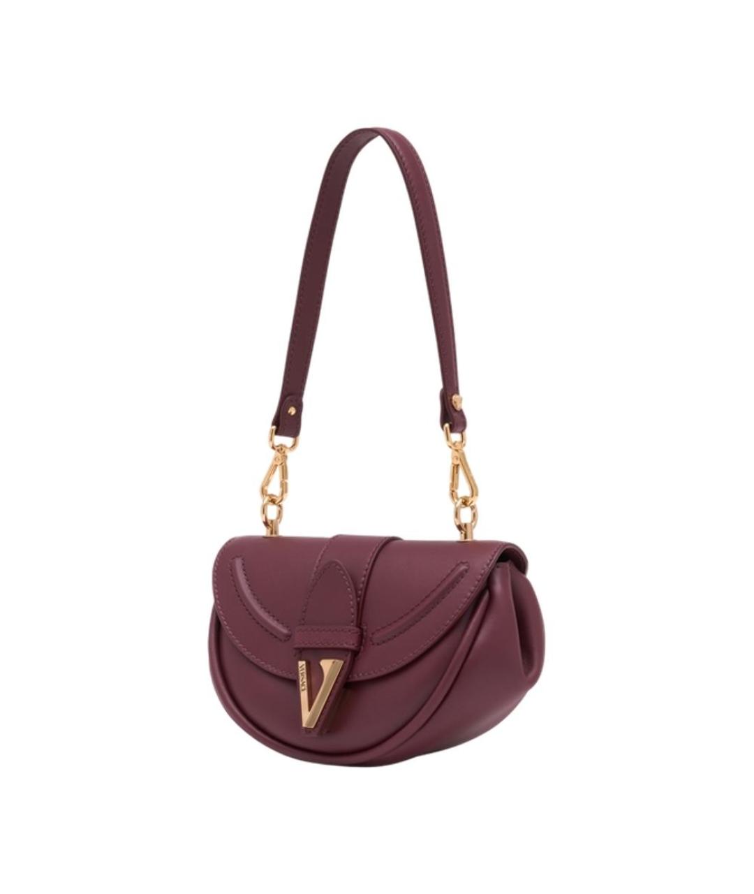 VERSACE Бордовая кожаная сумка с короткими ручками, фото 2