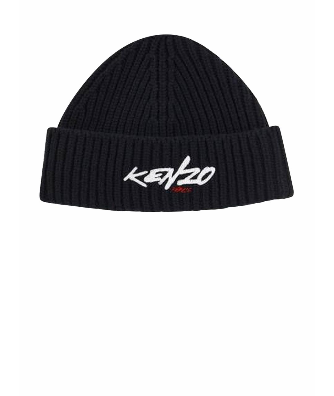 KENZO Черная шерстяная шапка, фото 1