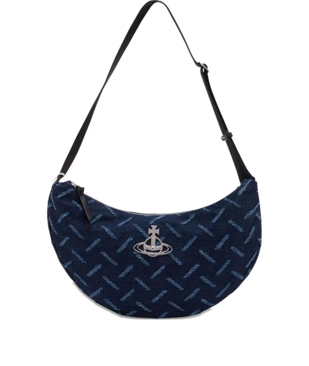 VIVIENNE WESTWOOD Синяя хлопковая сумка с короткими ручками, фото 1