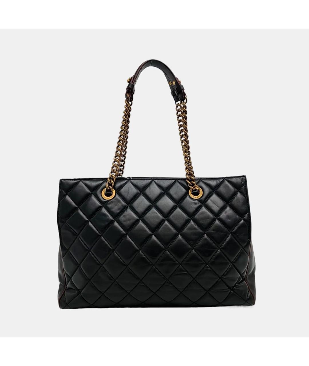 CHANEL Черная кожаная сумка тоут, фото 4