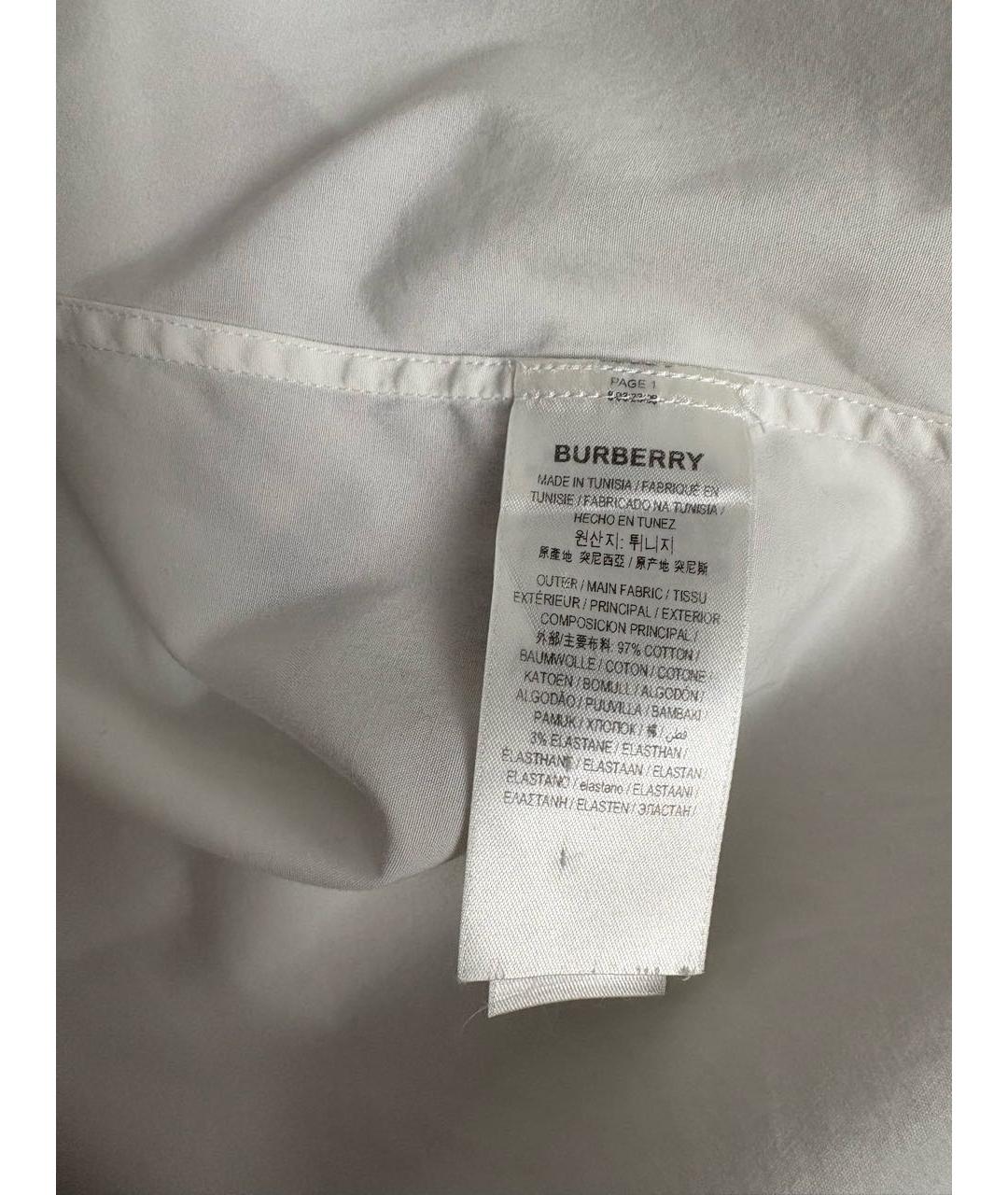 BURBERRY Белая хлопковая классическая рубашка, фото 7