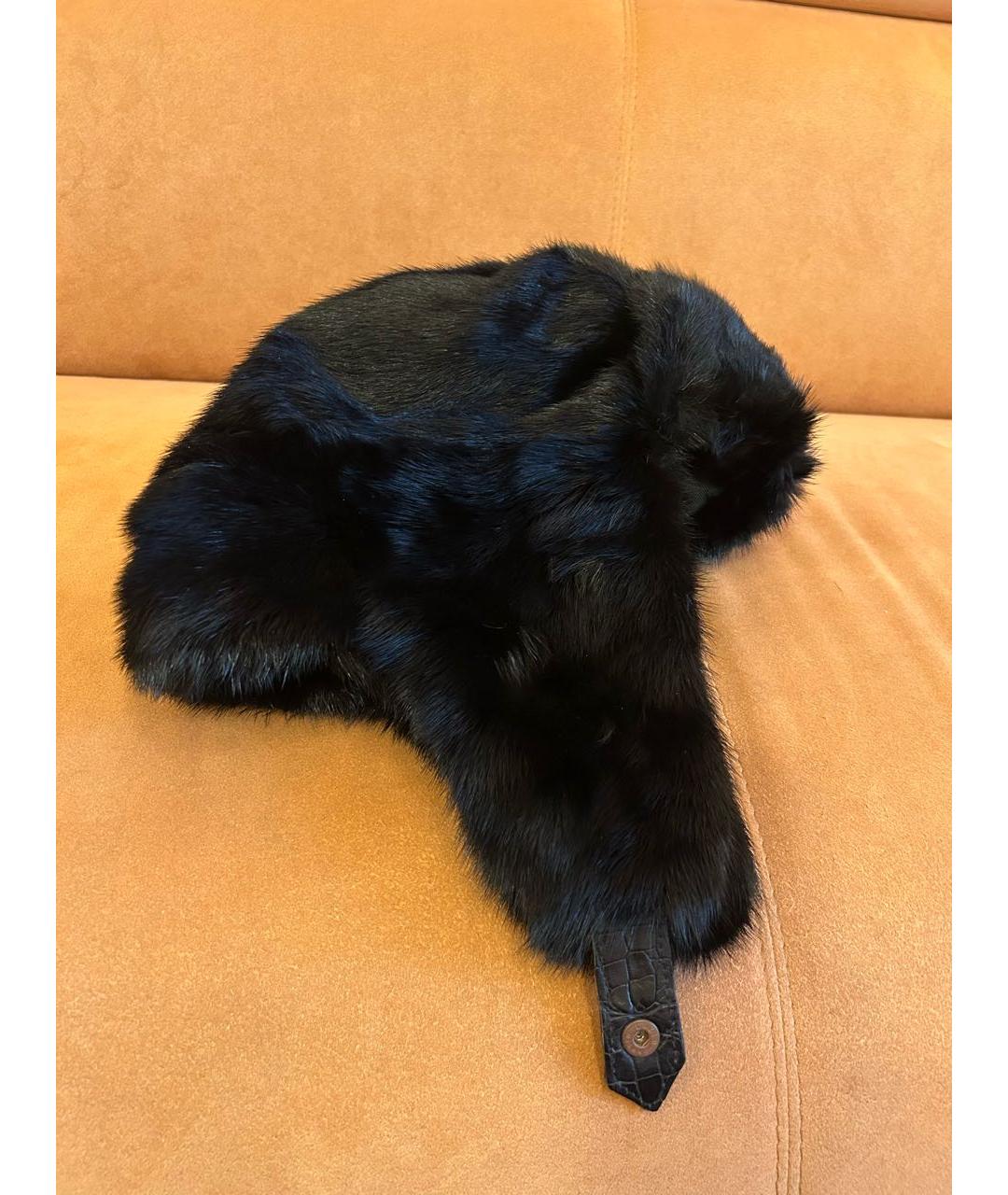 BRIONI Черная кожаная шапка, фото 2