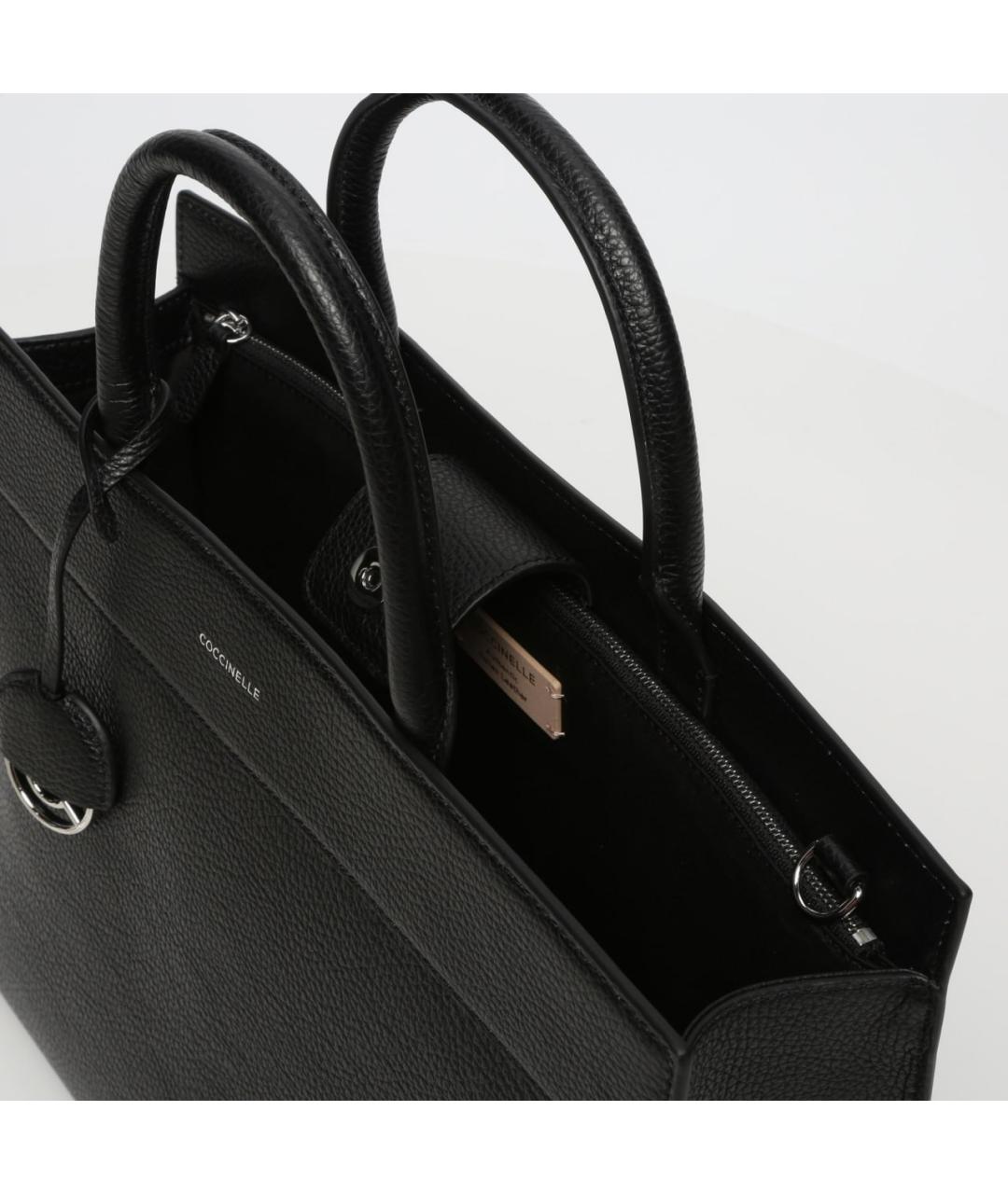 COCCINELLE Черная кожаная сумка с короткими ручками, фото 2