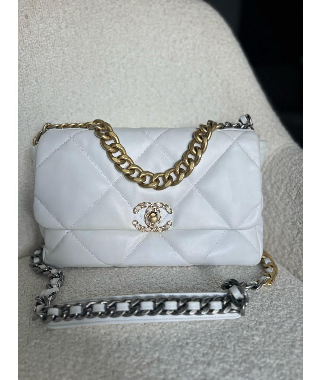 CHANEL Белая кожаная сумка через плечо, фото 8