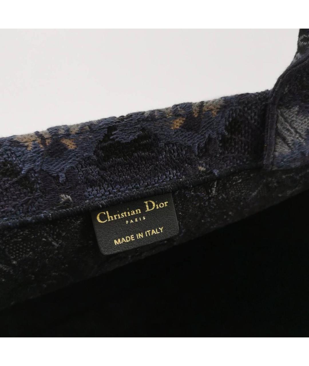 CHRISTIAN DIOR Темно-синяя твидовая сумка тоут, фото 7