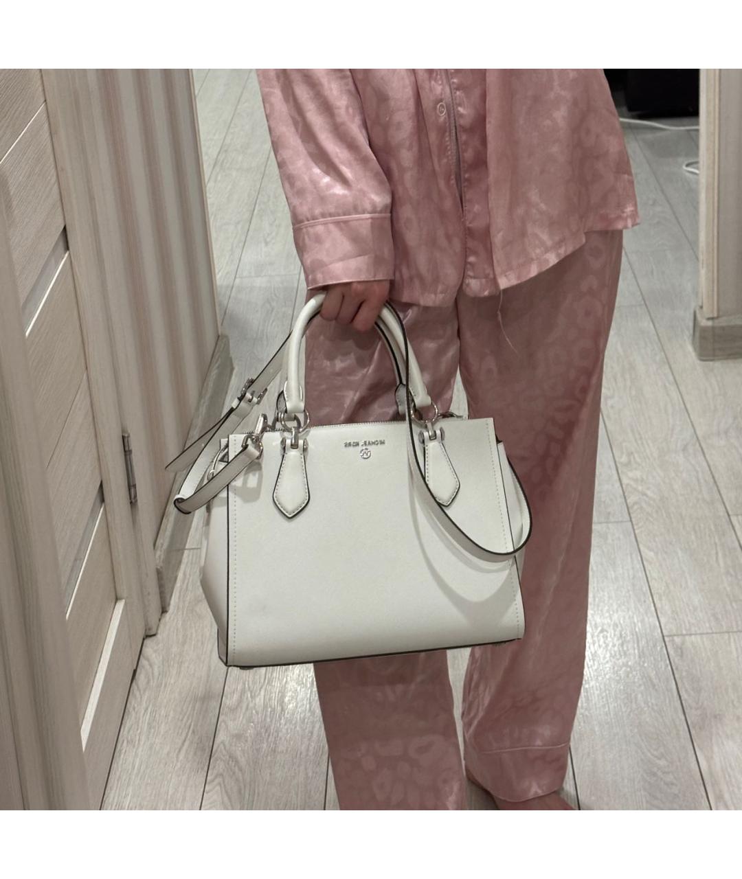 MICHAEL KORS Белая кожаная сумка с короткими ручками, фото 8