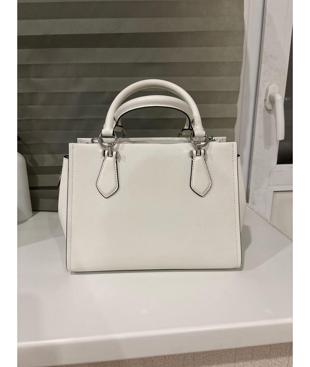 MICHAEL KORS Белая кожаная сумка с короткими ручками, фото 3